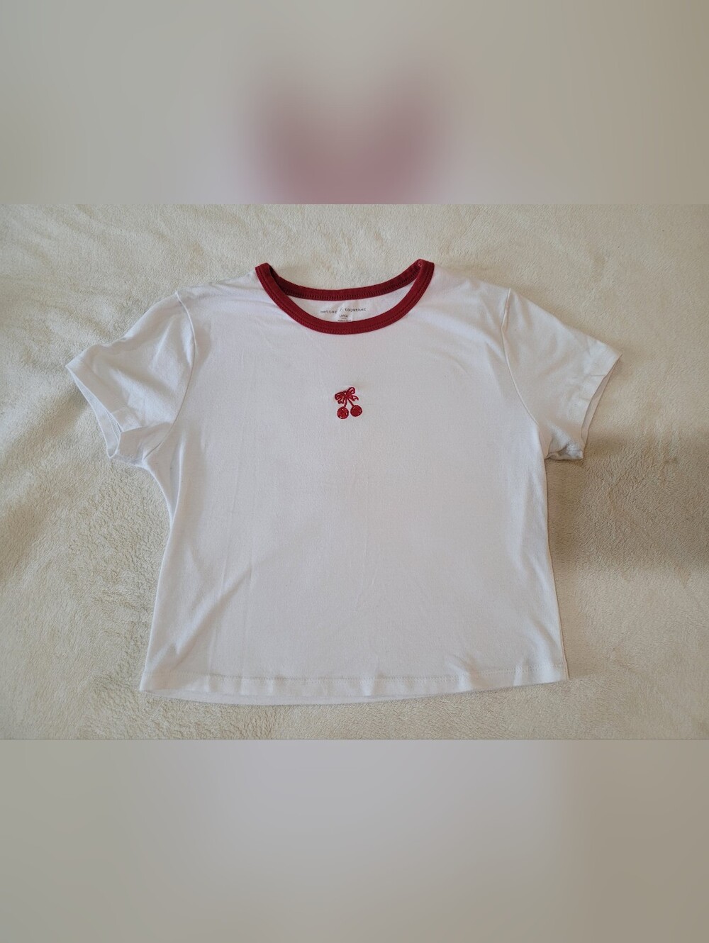 Better Together Cherry White Crop Top Size L